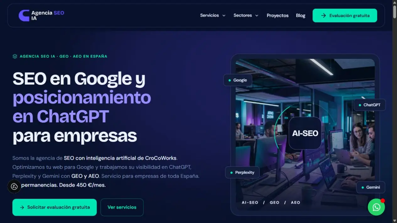 Captura del proyecto de captación Agencia SEO IA, creado por Marc Sabina para CroCoWorks