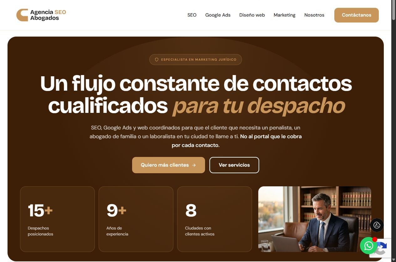 Captura del proyecto de captación Agencia SEO Abogados, creado por Marc Sabina para CroCoWorks